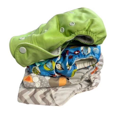 Lot Of 4 Cloth Diapers Baby Kangas Charlie Banana Alva Baby One Size Adjustable - Picture 6 of 6